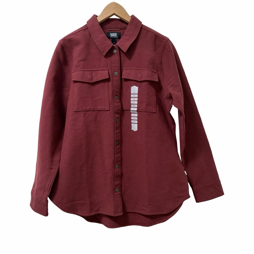 Duluth Trading Co Womens AKHG Crosshaul Button Up Overshirt Size M Rich Mahogany